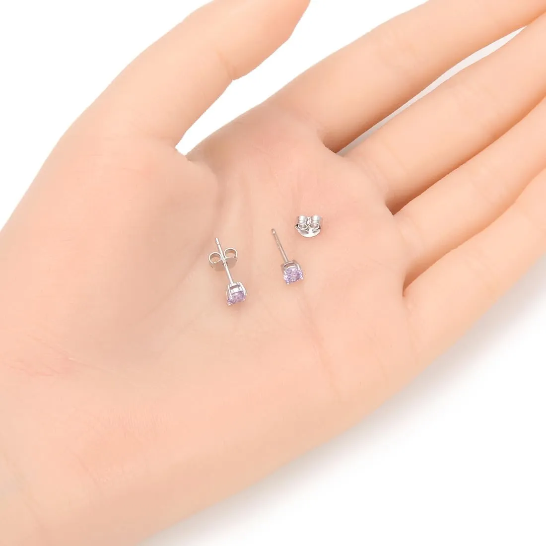 1 Pair Adabele Authentic Sterling Silver Birthstone Stud Earrings 4mm/0.25 Carat Tiny Cubic Zirconia Diamond Gemstone Hypoallergenic Nickel Free Tarnish Resistant Women Men Jewelry