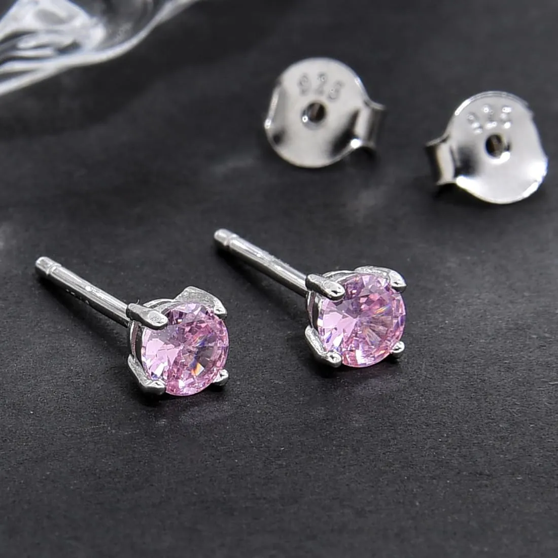 1 Pair Adabele Authentic Sterling Silver Birthstone Stud Earrings 4mm/0.25 Carat Tiny Cubic Zirconia Diamond Gemstone Hypoallergenic Nickel Free Tarnish Resistant Women Men Jewelry