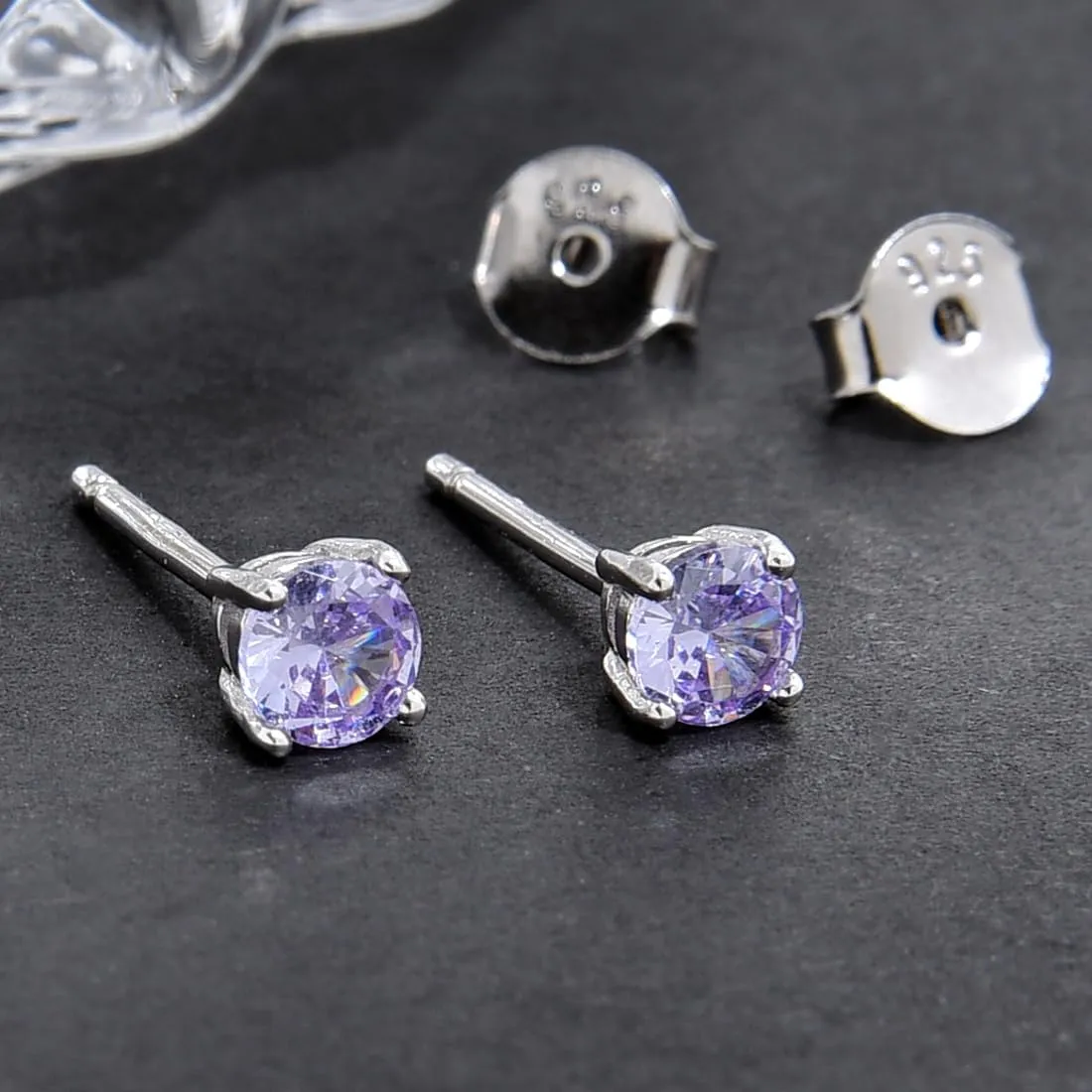 1 Pair Adabele Authentic Sterling Silver Birthstone Stud Earrings 4mm/0.25 Carat Tiny Cubic Zirconia Diamond Gemstone Hypoallergenic Nickel Free Tarnish Resistant Women Men Jewelry