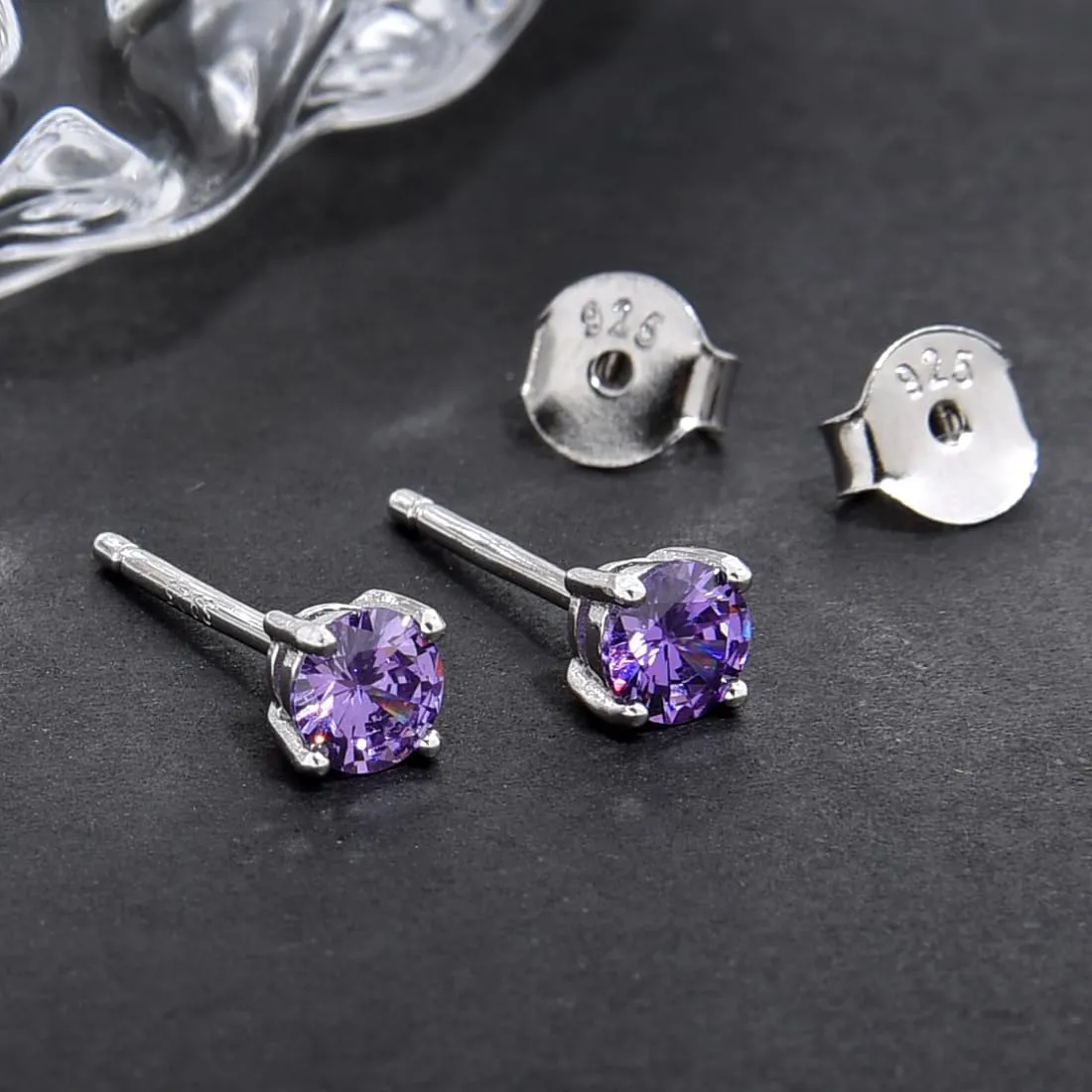 1 Pair Adabele Authentic Sterling Silver Birthstone Stud Earrings 4mm/0.25 Carat Tiny Cubic Zirconia Diamond Gemstone Hypoallergenic Nickel Free Tarnish Resistant Women Men Jewelry