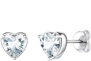 1 Pair Adabele Authentic Sterling Silver Heart Birthstone Stud Earrings 6mm/0.84 Carat Cubic Zirconia Diamond Gemstone Hypoallergenic Nickel Free Tarnish Resistant Women Jewelry
