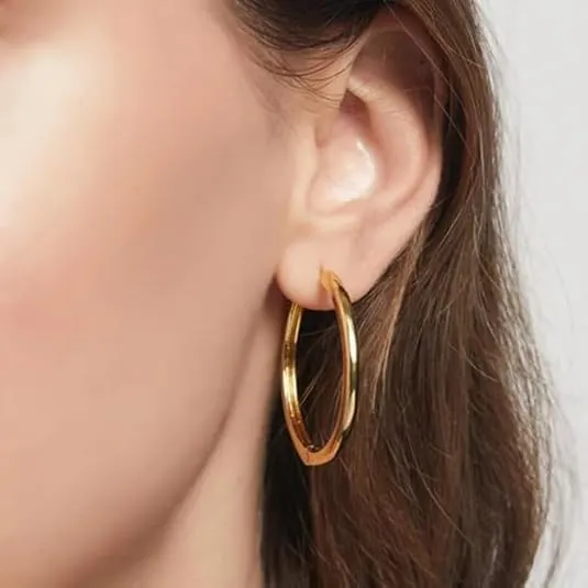 14K Gold Hoop Earrings for Women 14K Gold Earrings 2.0mm Square Tube Earrings Hoops 20mm/30mm/40mm