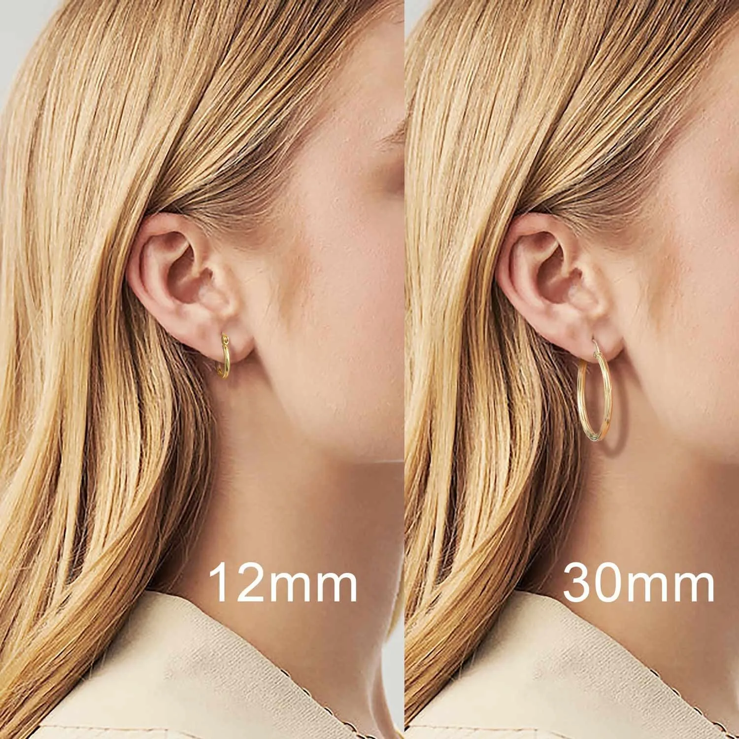 14K Gold Hoop Earrings for Women 14K Gold Earrings Beloved Click-Top Clasp Minimalist Hoop Earring Small Chunky Hoops Earring for Women 12/30mm