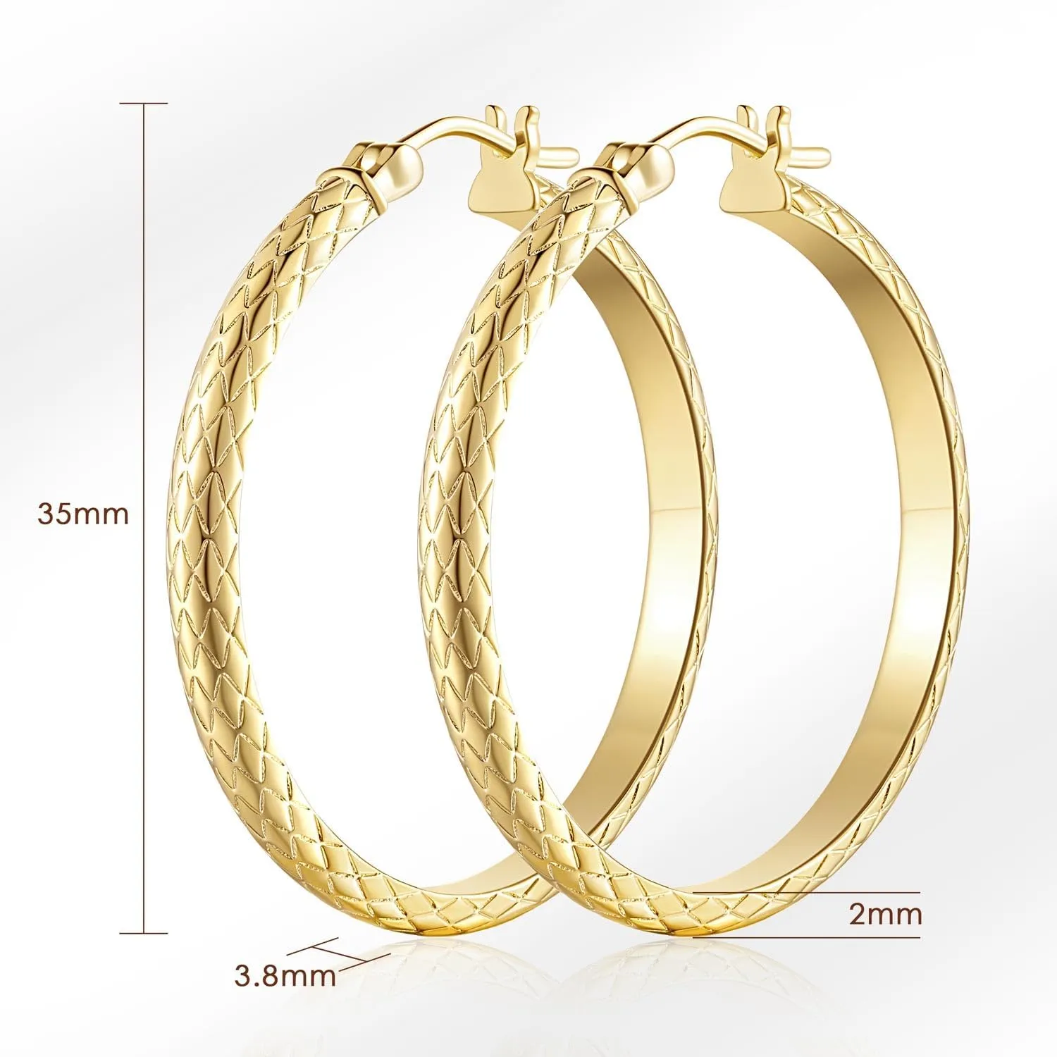 14K Gold Hoop Earrings for Women Gold Earrings for Womens Earring Grandeur Thick Elegance 14 Karat Hoop Earring for Women 30mm