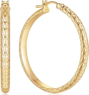 14K Gold Hoop Earrings for Women Gold Earrings for Womens Earring Grandeur Thick Elegance 14 Karat Hoop Earring for Women 30mm