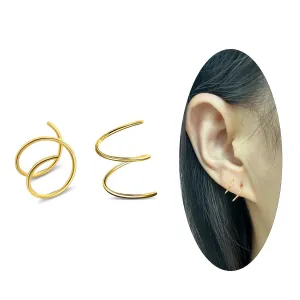 14K Gold Plated Double Twist Hoop Earrings Tiny Spiral Second Hole Earrings Sterling Silver Cartilage Double Hoop Piercing Earrings for Women Trendy