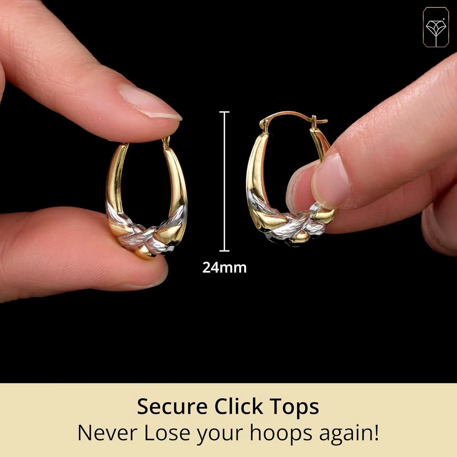 14k Two-Tone Hoops in White & Yellow Gold | Hypoallergenic Solid Gold Hoop Earrings for Women | Anti-Tarnishing Real Gold Hoops with Secure Clasps by MAX   STONE