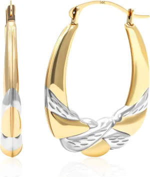 14k Two-Tone Hoops in White & Yellow Gold | Hypoallergenic Solid Gold Hoop Earrings for Women | Anti-Tarnishing Real Gold Hoops with Secure Clasps by MAX   STONE