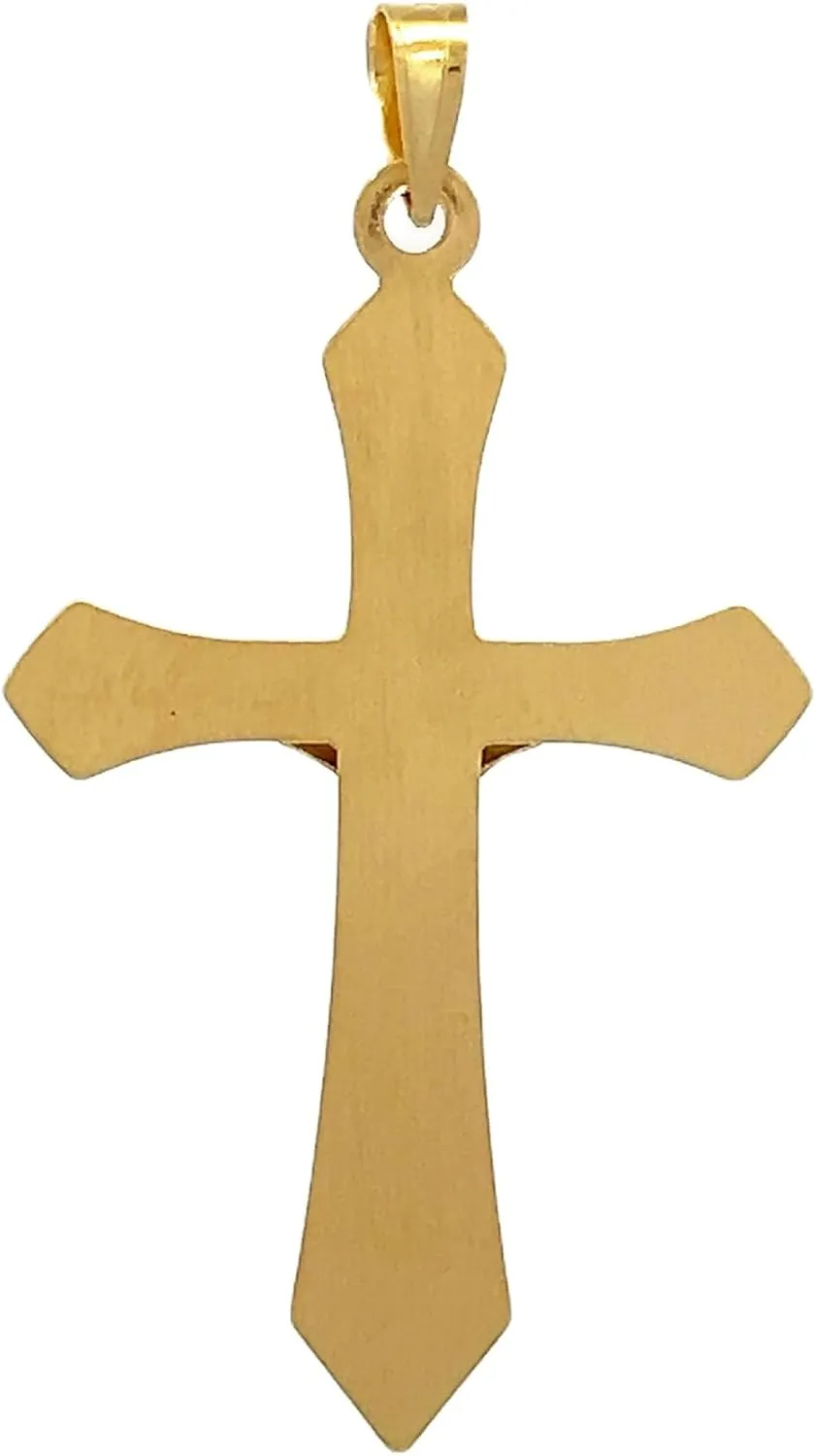 14K Yellow Gold and 14K White Gold Various Sizes INRI Crucifix Cross Religious Pendant Charm Necklaces Polished Fine Jewelry for Women and Men