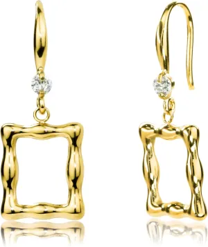 18K Gold Plated Dangle Drop Earrings for Women Small Cute Heart/Flower/Square Shaped Gold Hoop Earrings Hypoallergenic Surgical Steel Earrings for Women Girls Dangling Bamboo Style Earrings 90s Mother's Day Gifts