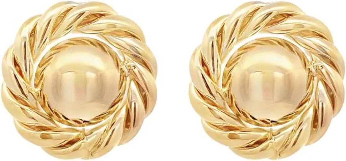 18k Gold Plated Gold Hoop Earrings for Women, Hoop Earrings for Women, Lightweight Chunky Hoops, Thick hoops - Round Circle Rope Knot Stud Earrings (Golden) (Silver)