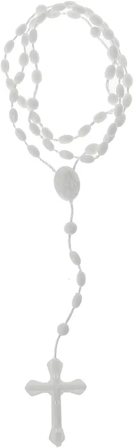 1pc Luminous Rosary Necklace,Glow in The Dark Cross Y Necklaces,Plastic Rosary Beads Catholicism Prayer Beads Religious Rosaries Beads,Color Random