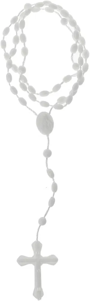 1pc Luminous Rosary Necklace,Glow in The Dark Cross Y Necklaces,Plastic Rosary Beads Catholicism Prayer Beads Religious Rosaries Beads,Color Random