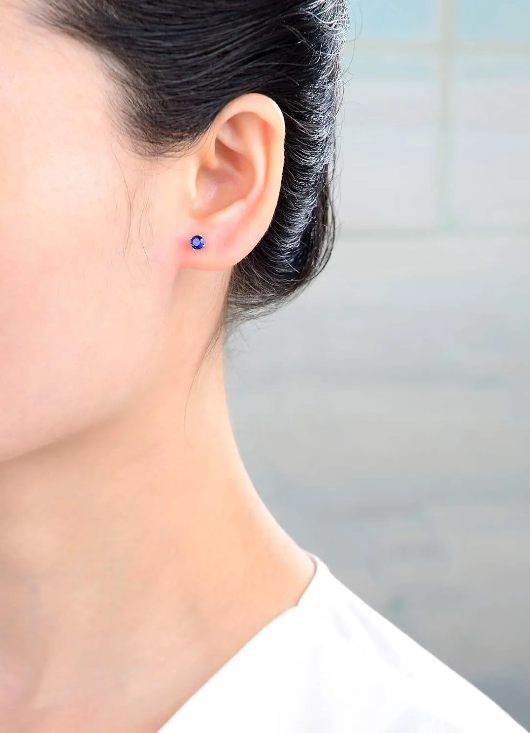 2 Pairs Adabele Authentic Sterling Silver Birthstone Stud Earrings 4mm 4mm/0.25 Carat Tiny Cubic Zirconia Diamond Gemstone Hypoallergenic Nickel Free Tarnish Resistant Women Men Jewelry