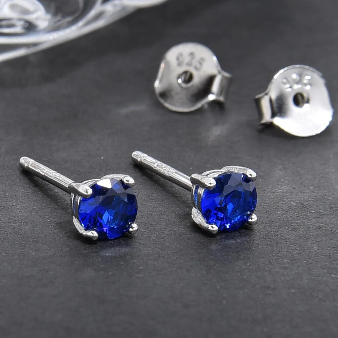 2 Pairs Adabele Authentic Sterling Silver Birthstone Stud Earrings 4mm 4mm/0.25 Carat Tiny Cubic Zirconia Diamond Gemstone Hypoallergenic Nickel Free Tarnish Resistant Women Men Jewelry