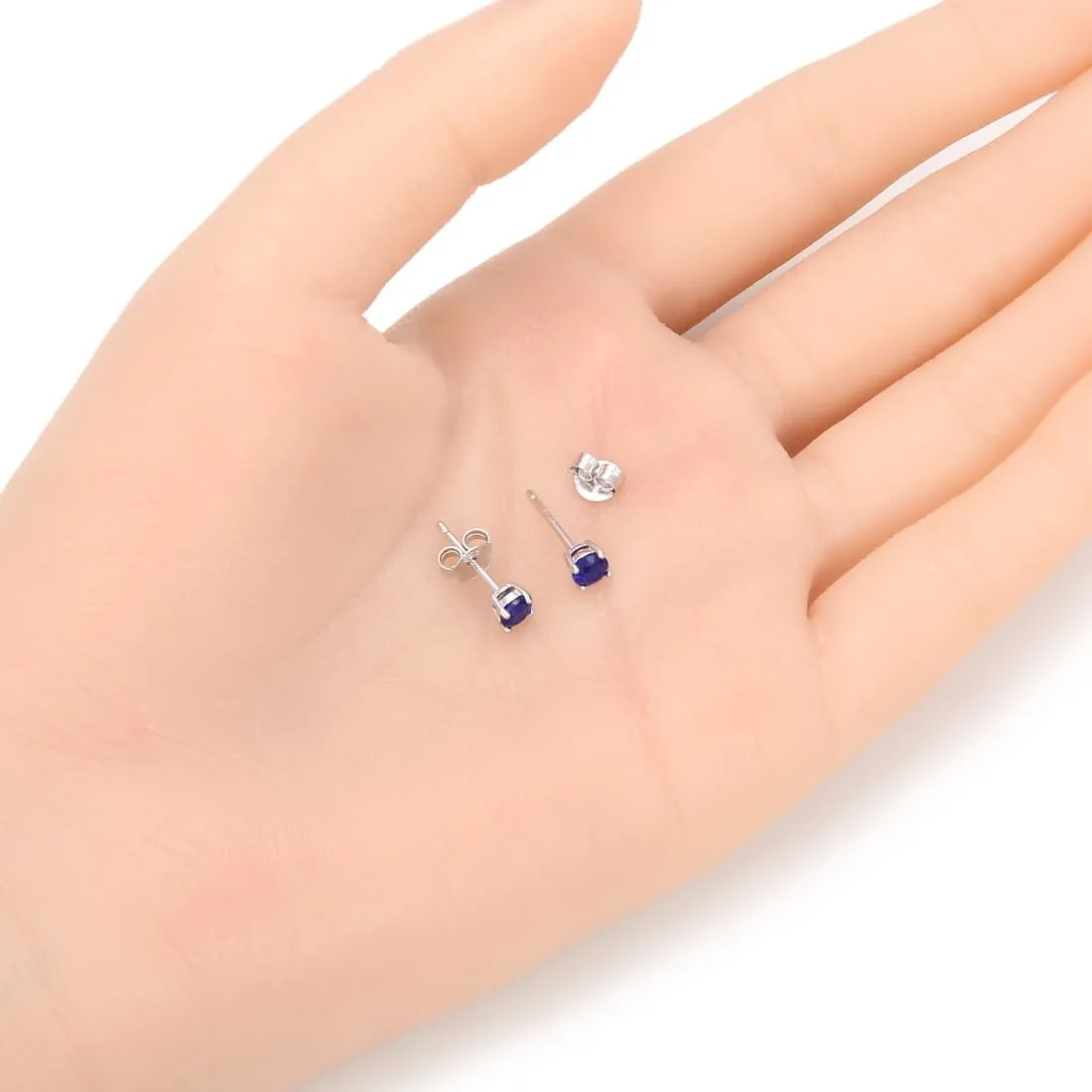 2 Pairs Adabele Authentic Sterling Silver Birthstone Stud Earrings 4mm 4mm/0.25 Carat Tiny Cubic Zirconia Diamond Gemstone Hypoallergenic Nickel Free Tarnish Resistant Women Men Jewelry