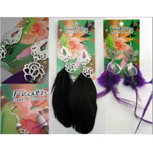 2 Pairs Feather Earrings Accessories Jewelry Drop Dangle Style Handmade Fashion