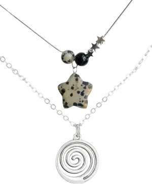 2 Pcs Y2K Punk Necklace Set - Star & Spiral Necklaces for Women - Gothic & Grunge Fashion Jewelry