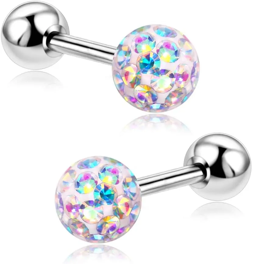 20G Stud Earrings Set for Women Girls Sensitive Ears with Screw on Backs Tragus Cartilage Jewelry