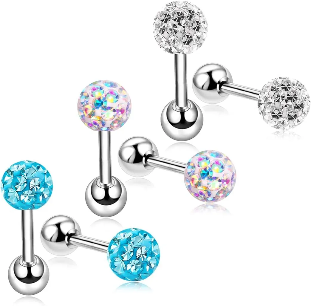 20G Stud Earrings Set for Women Girls Sensitive Ears with Screw on Backs Tragus Cartilage Jewelry