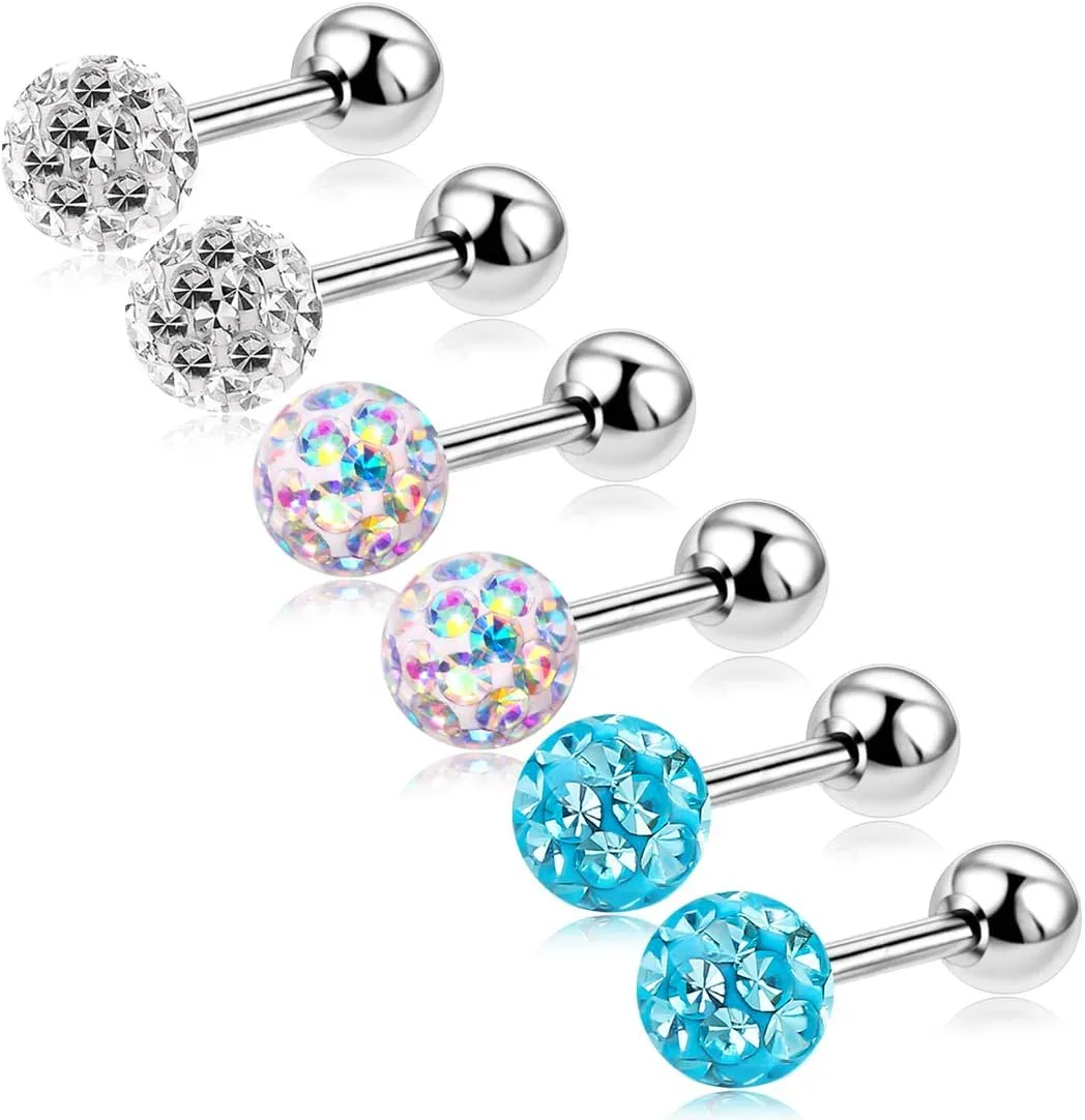 20G Stud Earrings Set for Women Girls Sensitive Ears with Screw on Backs Tragus Cartilage Jewelry