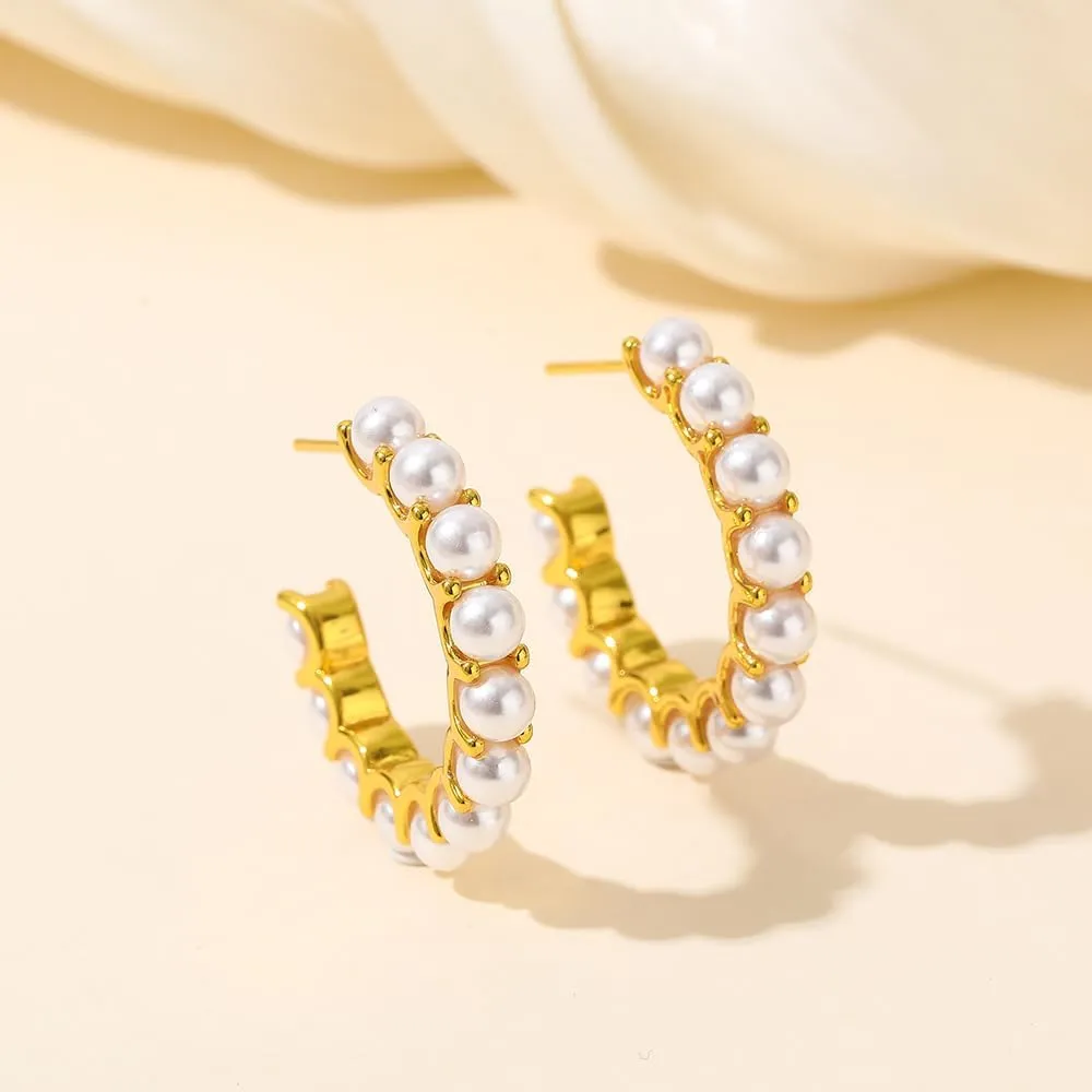 24K Gold Pearl Earrings, Lightweight Pearl Earrings, S925 Silver Needle, Hypoallergenic Pearl Earrings