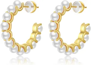 24K Gold Pearl Earrings, Lightweight Pearl Earrings, S925 Silver Needle, Hypoallergenic Pearl Earrings
