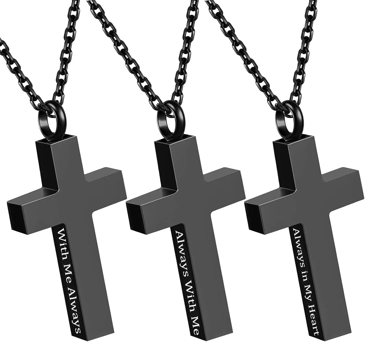 3 Pack Cremation Cross Urn Necklaces for Ashes for Men Cross Urns Pendant Ashes Holder Memorial Jewelry Ashes Keepsake for Human