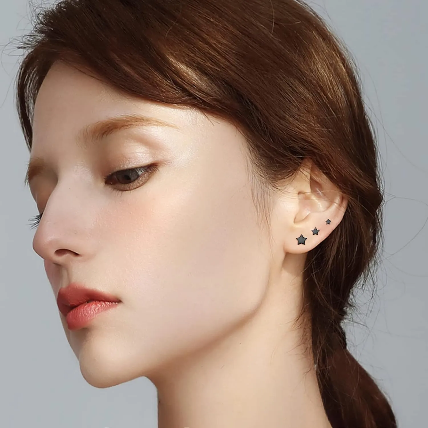 3 Pairs 925 Sterling Silver Star Stud Earrings for Women,Tiny Simple Geometric Stud Earrings Set Small Hypoallergenic Cartilage Tragus Ear Jewellery for Men (3/4/5mm)