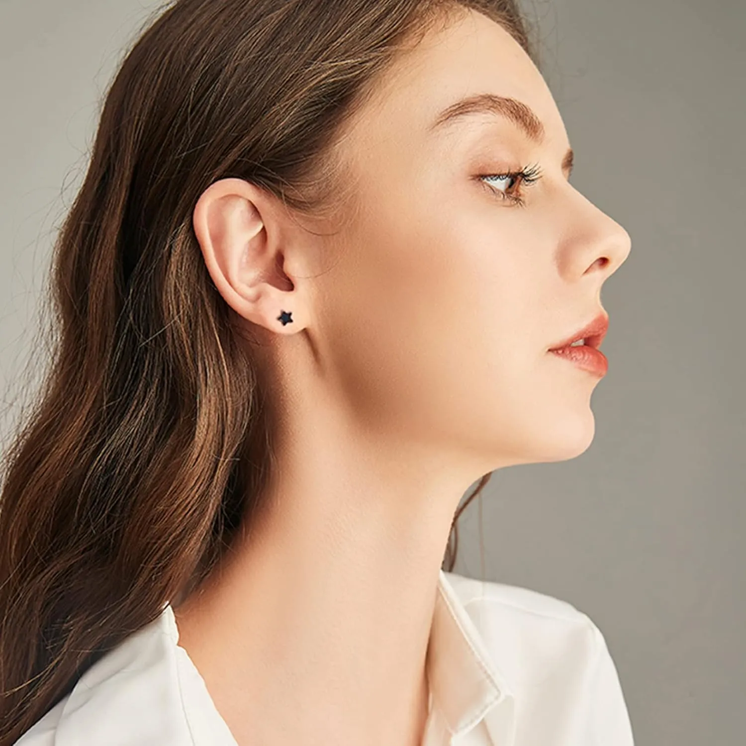 3 Pairs 925 Sterling Silver Star Stud Earrings for Women,Tiny Simple Geometric Stud Earrings Set Small Hypoallergenic Cartilage Tragus Ear Jewellery for Men (3/4/5mm)
