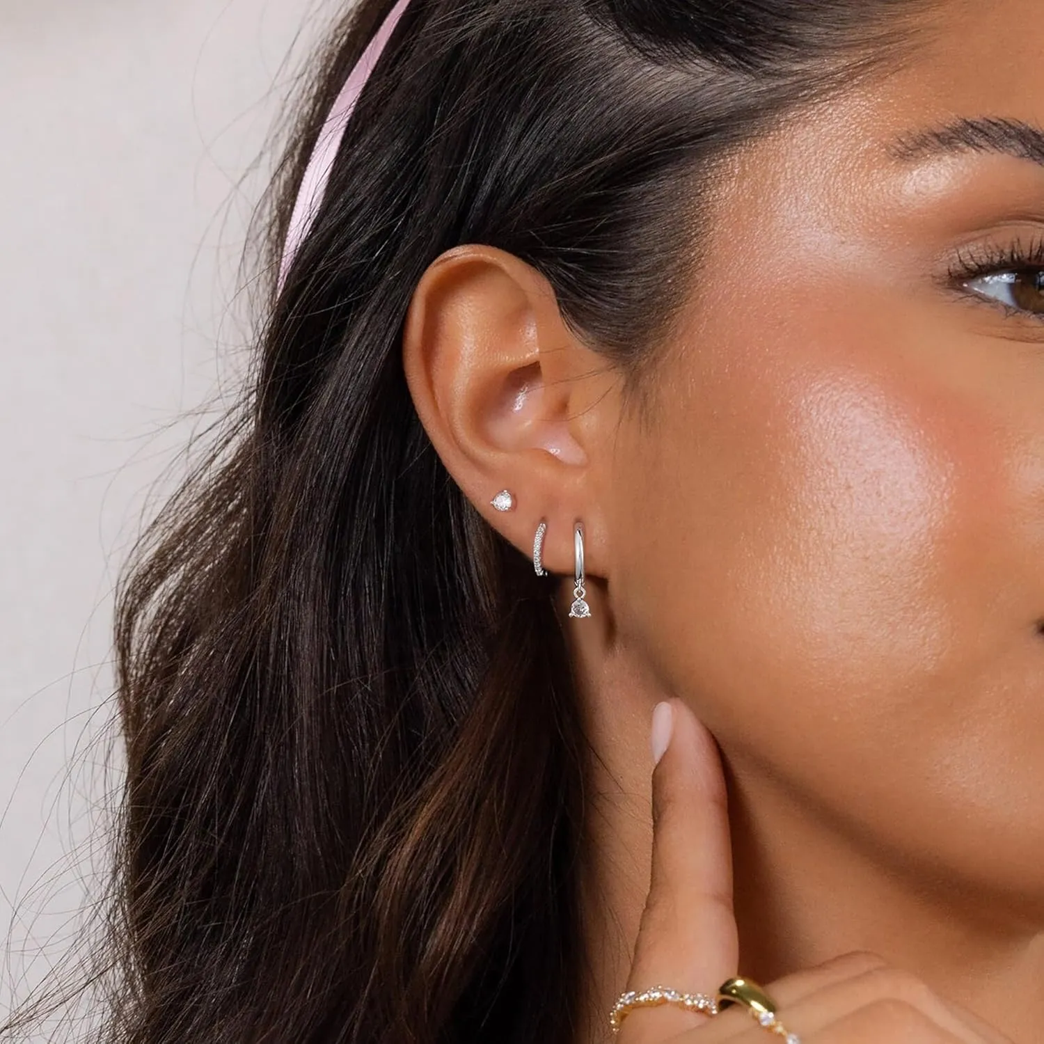 3 Pairs Gold Hoop Earrings Set: Dainty Stud Earrings Trendy Small 14K Gold Plated Hypoallergenic Dangle Cartilage Huggie Hoop Earrings for Women Gold Jewelry for Women Gifts