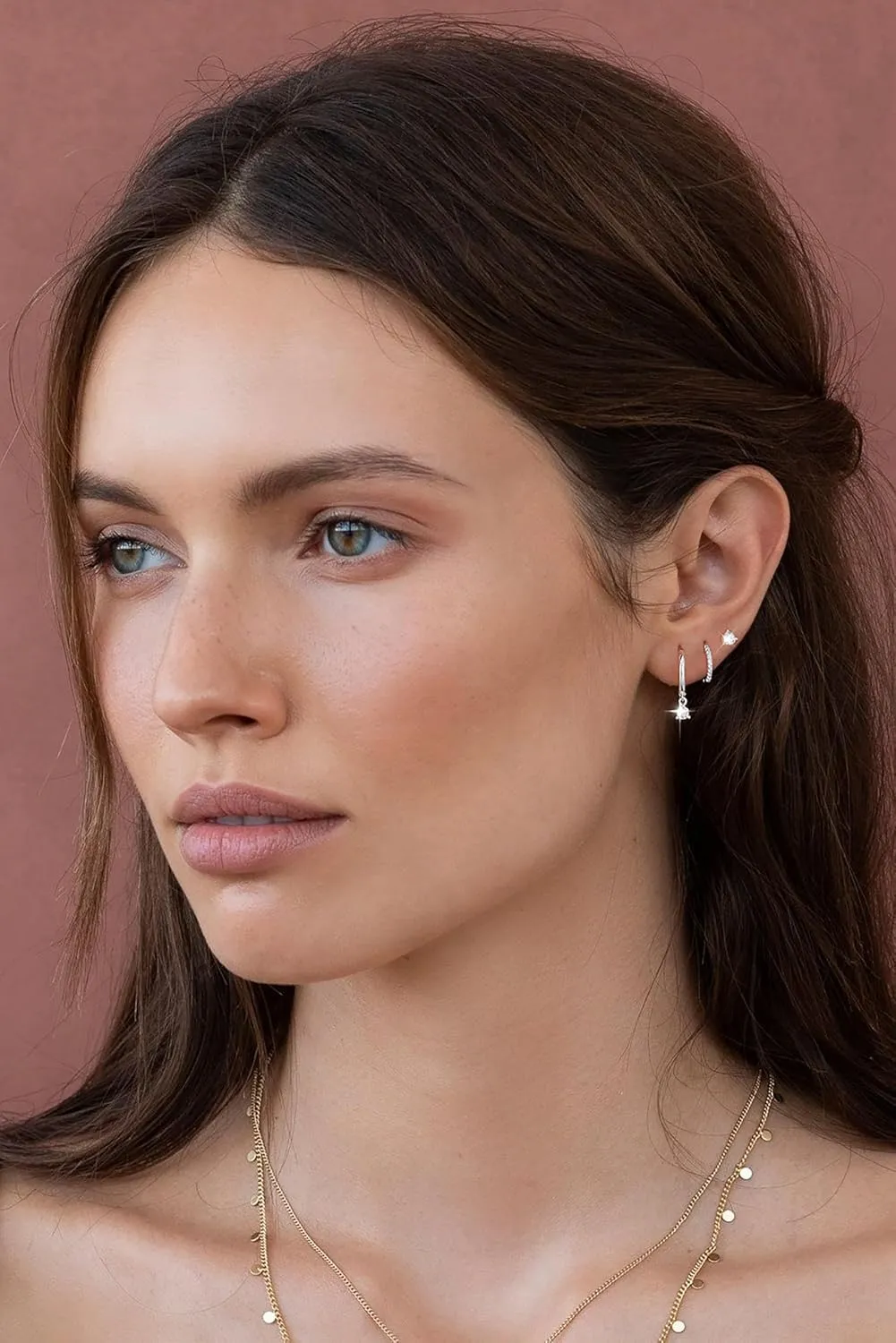 3 Pairs Gold Hoop Earrings Set: Dainty Stud Earrings Trendy Small 14K Gold Plated Hypoallergenic Dangle Cartilage Huggie Hoop Earrings for Women Gold Jewelry for Women Gifts
