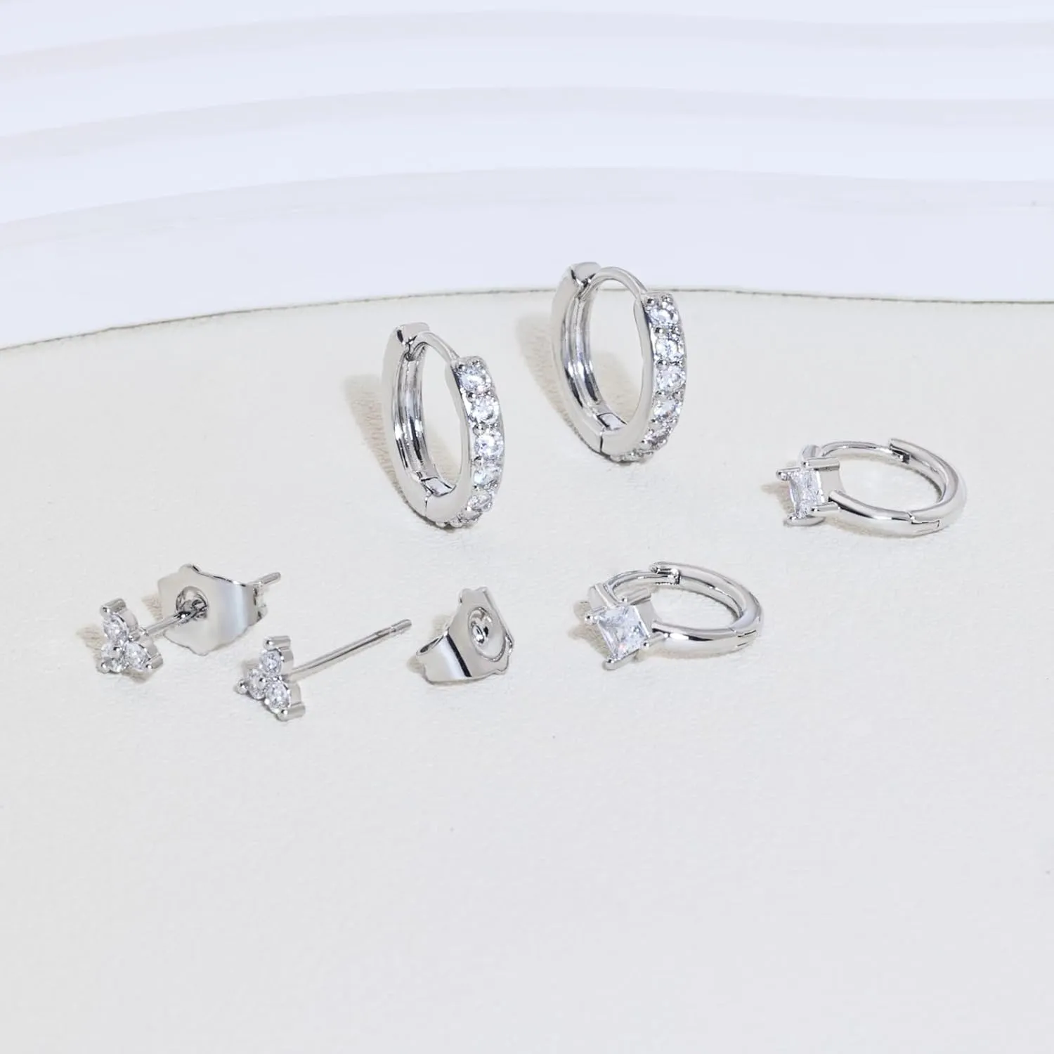 3 Pairs Gold Huggie Hoop Earrings Set,Earring Stacks Dainty Small CZ Hoop Earrings for Multiple Piercing Lightweight Cartilage Earrings Trendy Hypoallergenic Stackable Earrings for Women