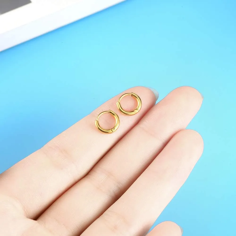 316L Surgical Stainless Steel Hoop Earrings Hypoallergenic Sleeper Cartilage Earrings for Women Men