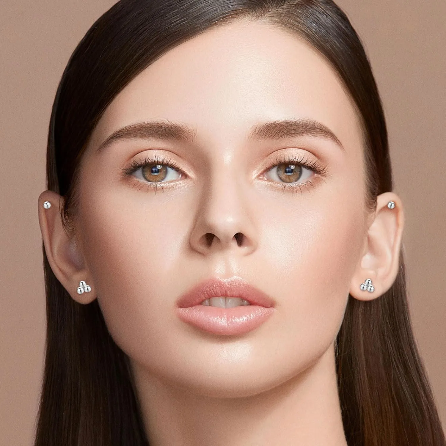 4Pairs Flat Back Earrings for Women,Stainless Steel Hypoallergenic Screw Back Earrings,CZ Pearl Ball Stud Earrings,Nap Earrings Helix Piercing Cartilage Earrings for Girls Women