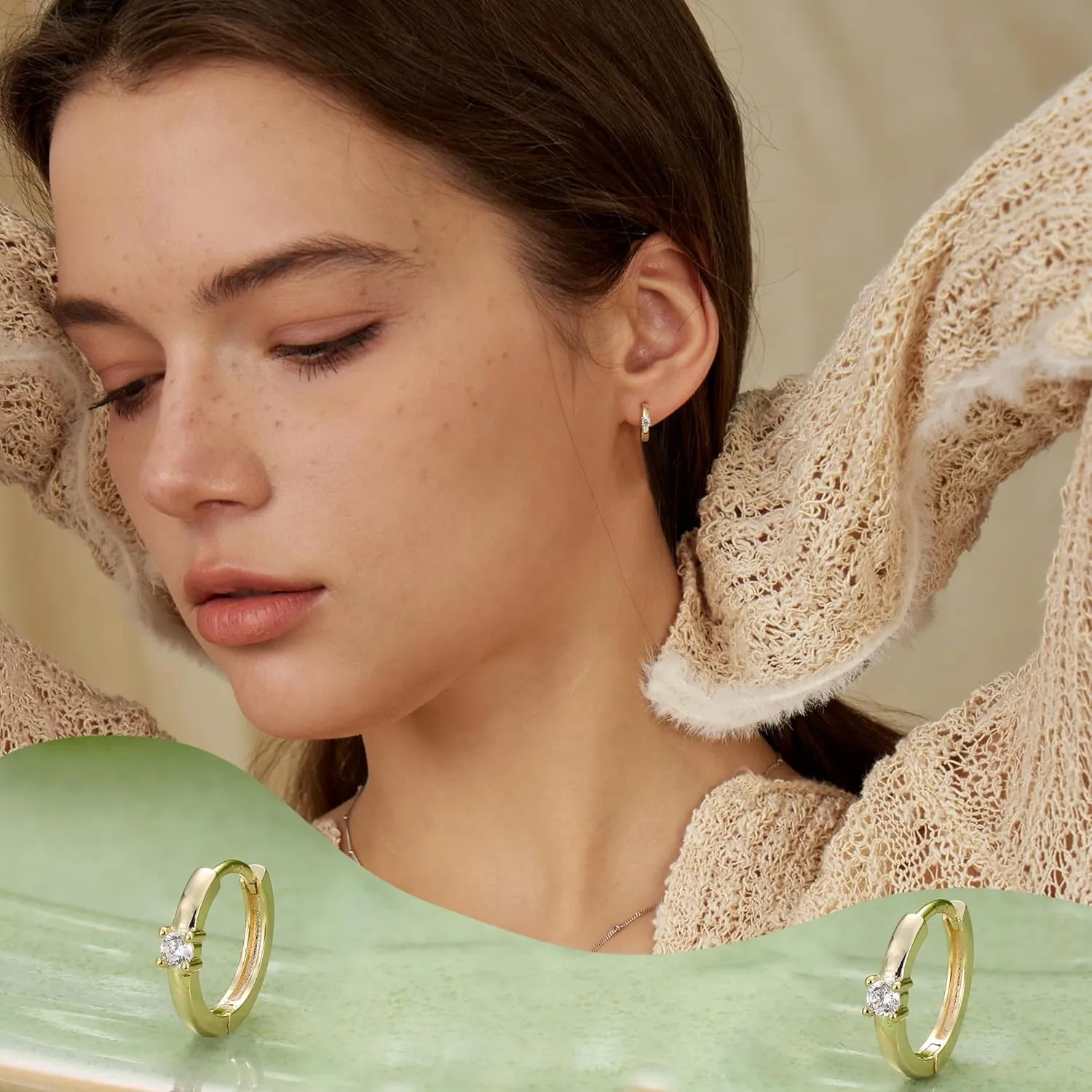 4Pairs Small Gold Earring Sets For Women, 14K Gold Plated Trendy Gold Earrings Stack For Multiple Piercing, Hypoallergenic Double Hoops Earrings Set For Women Gift Box