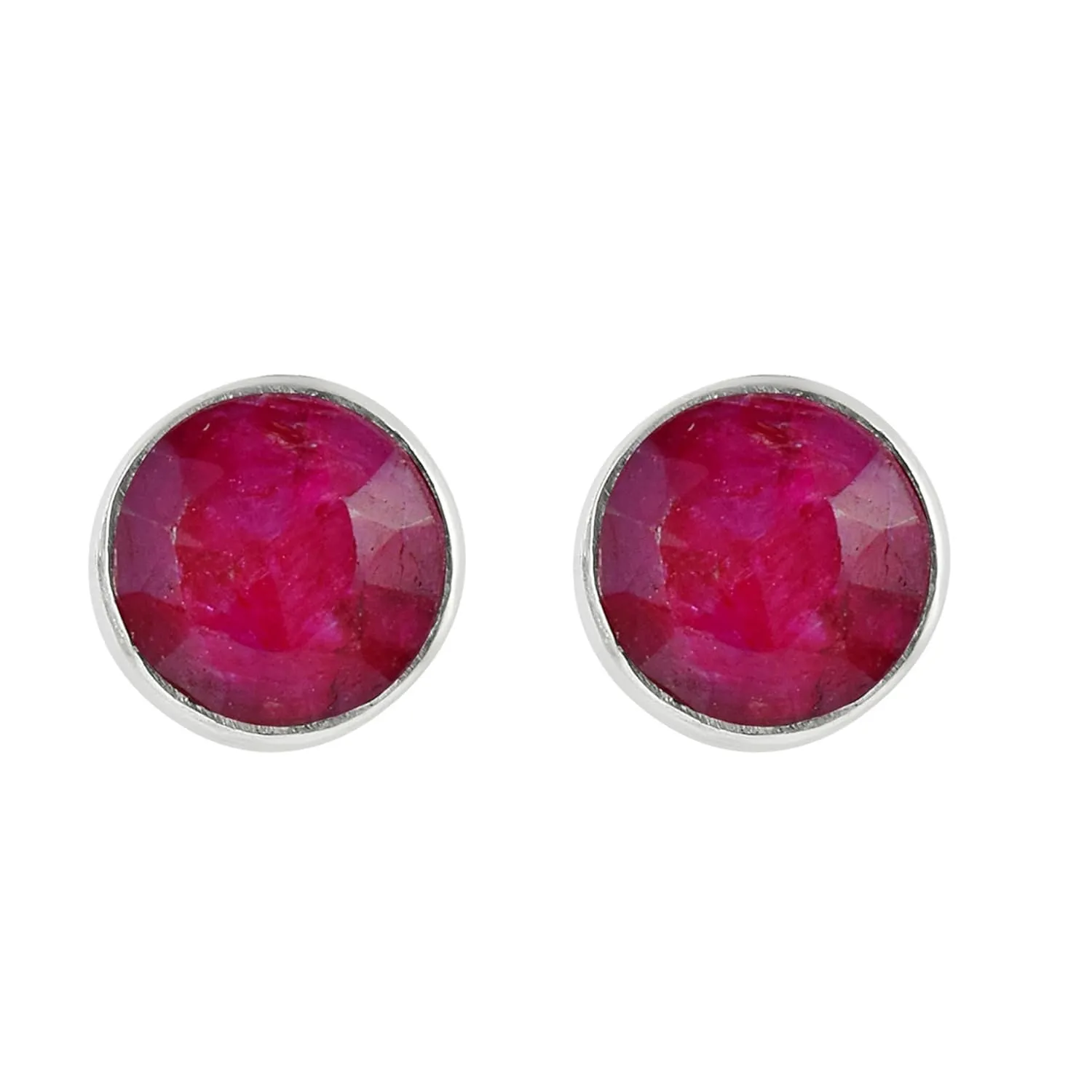 5 MM Natural Ruby 925 Sterling Silver Hypoallergenic Studs Earrings Jewelry for Women Dainty Trendy Antiqued Silver August Birthstone Earrings Jewelry Gifts for Women and Her
