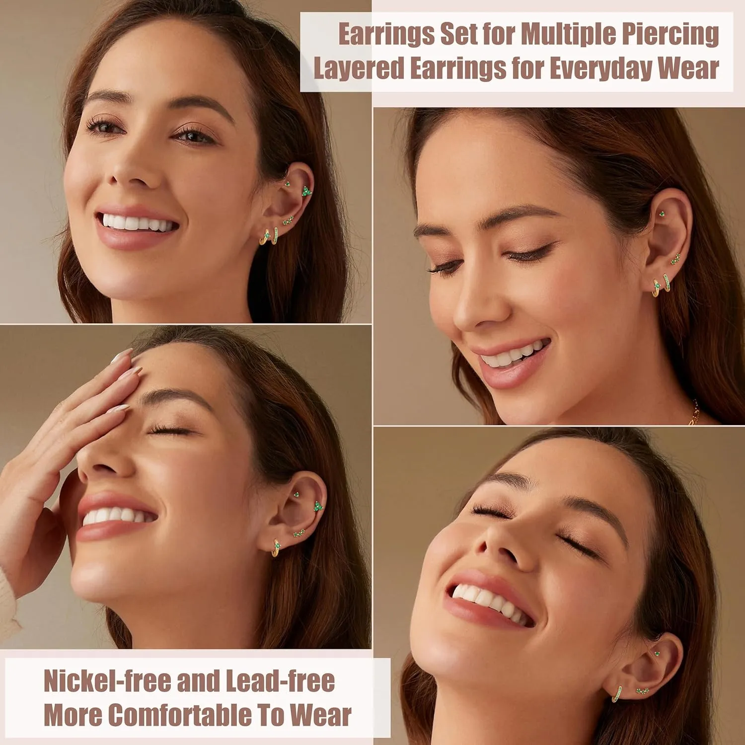 5 Pairs 14K Gold Filled Hoop Earrings Sterling Silver Post Cubic Zirconia Studs Earrings for Women Trendy Cartilage Earrings Huggie Hoop Earrings Set for Multiple Piercings