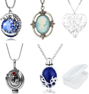 5 Pcs The Vampire Necklaces for Fans - Daywalking Katherine Necklace -Verbena Necklace Chain Can Open Silver Costume Accessory - with Transparent Storage Box