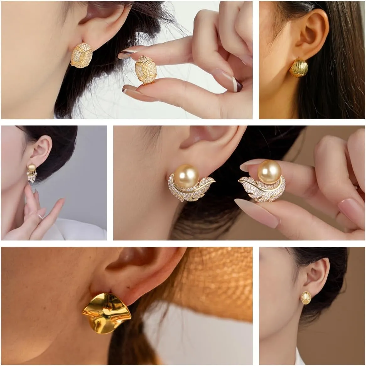 6 Pairs 14K Gold Hoop Earrings for Women, Real Gold Plated Chunky Hoop Earrings Set for Women Hypoallergenic Thick Lightweight Hoop Earrings