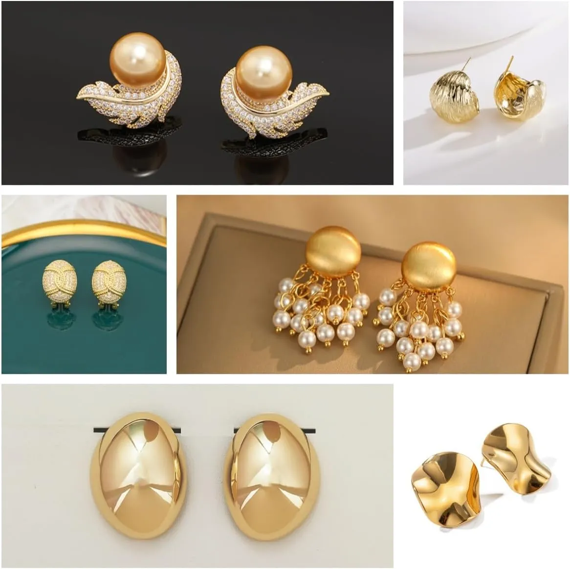 6 Pairs 14K Gold Hoop Earrings for Women, Real Gold Plated Chunky Hoop Earrings Set for Women Hypoallergenic Thick Lightweight Hoop Earrings