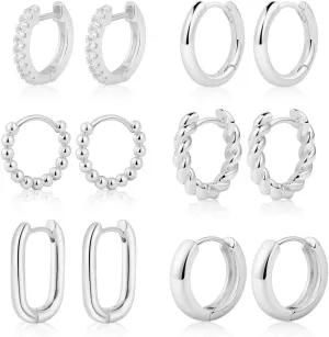 6 Pairs 14K Gold Hoop Earrings for Women,Chunky Hoop Earrings Multipack Hypoallergenic,Lightweight Hoop Earrings for Women Gold Jewelry Gifts