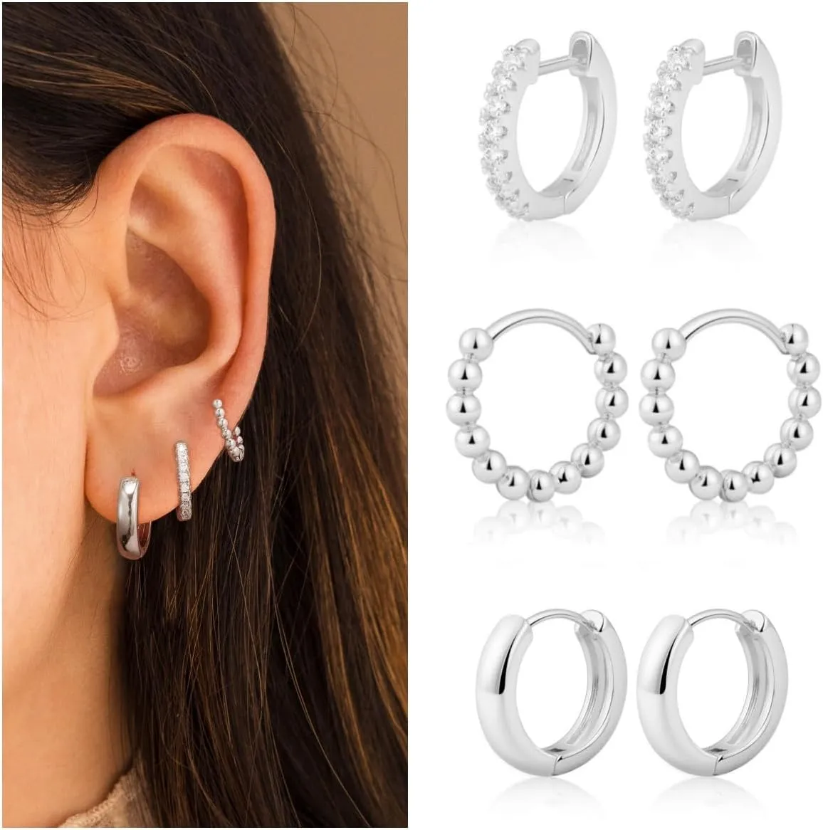 6 Pairs 14K Gold Hoop Earrings for Women,Chunky Hoop Earrings Multipack Hypoallergenic,Lightweight Hoop Earrings for Women Gold Jewelry Gifts
