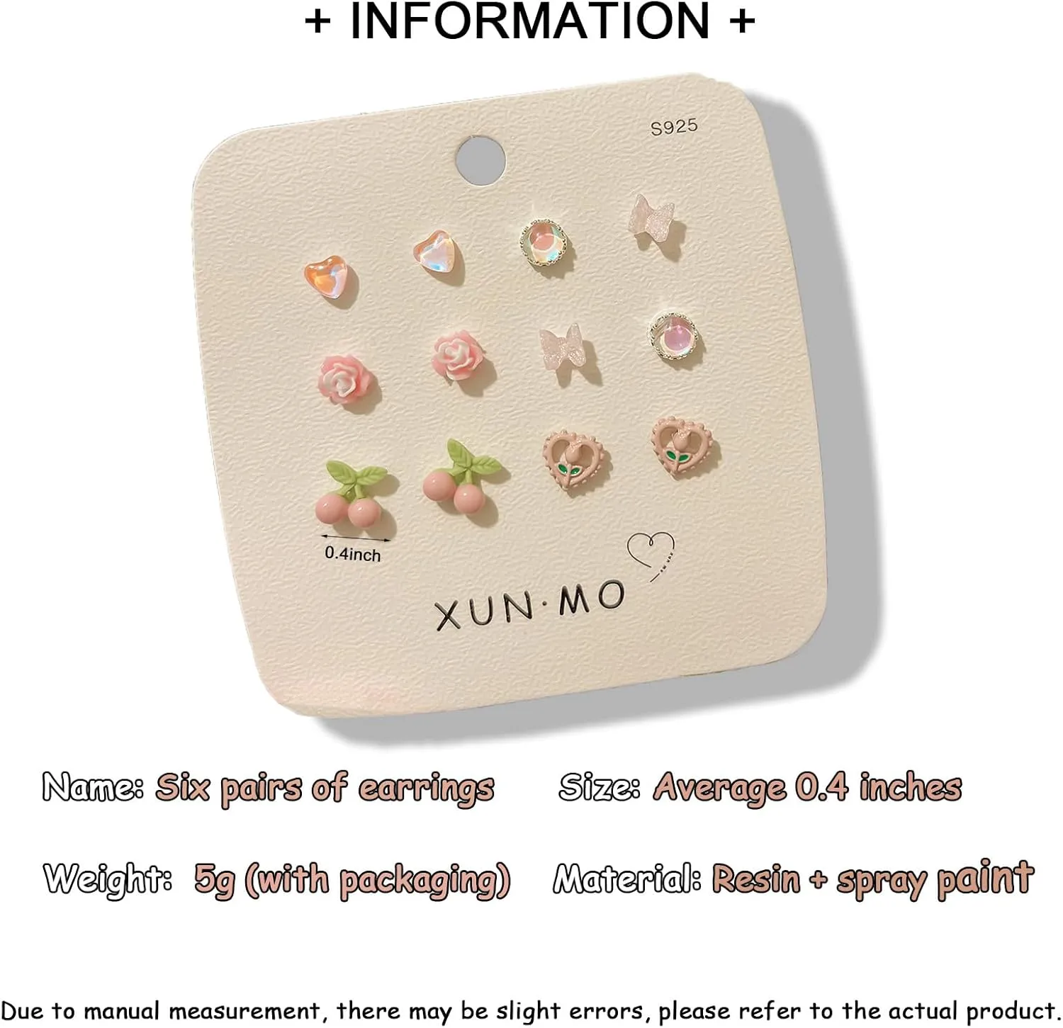 6 Pairs Set Studs Earrings Sweet Cute Bow Flowers Earring Rose Tulip Plumeria Sunflower Hypoallergenic Small Stud Earrings Opal Earrings for Women For Party Or Daily Sleeping