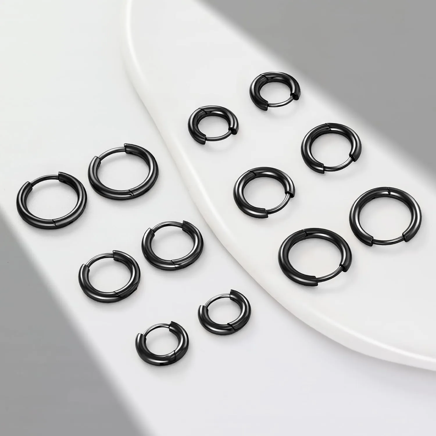 6 Pairs Small Silver Hoop Earrings for Women, Hypoallergenic 14K Gold Plated Stainless Steel Huggie Hoop Earrings Set for Sensitive Ears, Tiny Cartilage Conch Helix Earrings for Multiple Piercing Jewelry 6mm 8mm 10mm