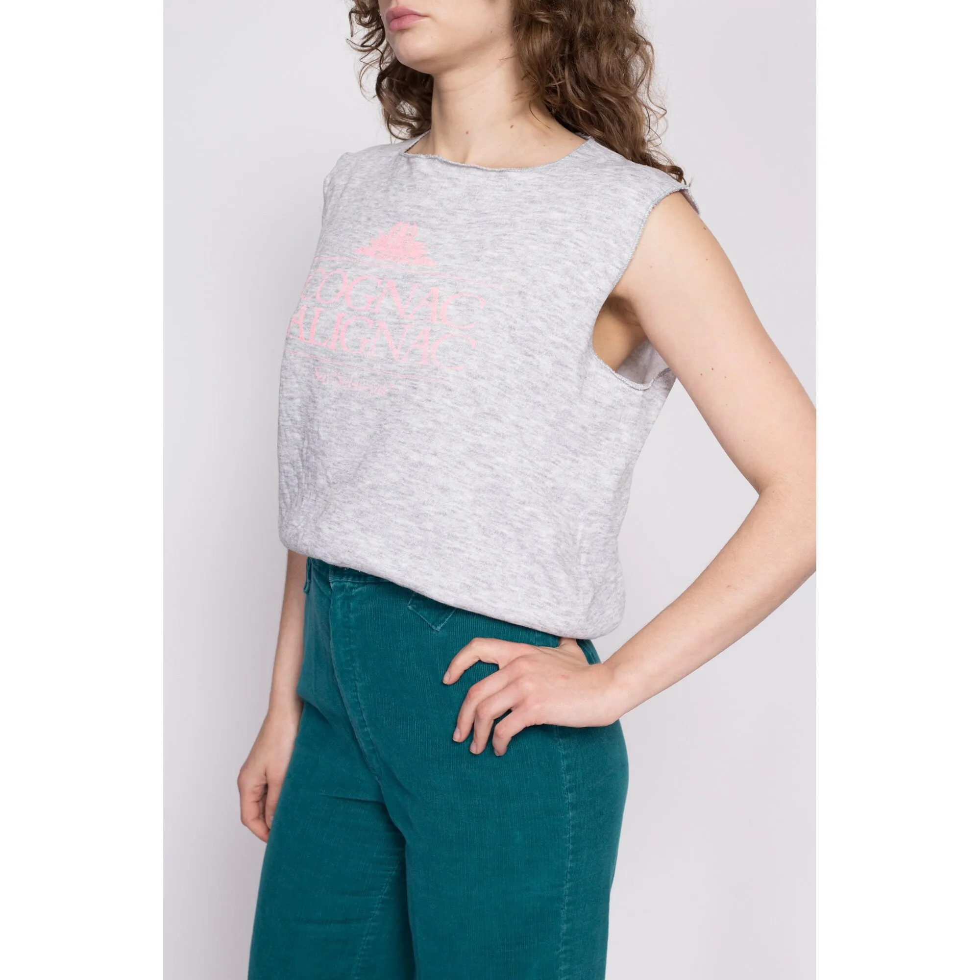 80s Cognac Salignac Sleeveless Sweatshirt Top - Large