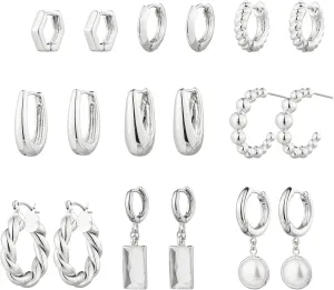 9 Pairs Gold Chunky Hoop Earrings Set for Women, 14K Gold Plated Twisted Huggie Hoop Earring Hypoallergenic, Lightweight Thick Open Hoops Earrings Jewelry Gifts.