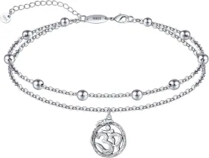 925 Sterling Silver Anklets Bracelets for Women Dainty Beach Layered Chakra Anklets Yoga OM Symbol Charm Anklet Bracelet Jewelry for Women Wife Girlfriend Friends