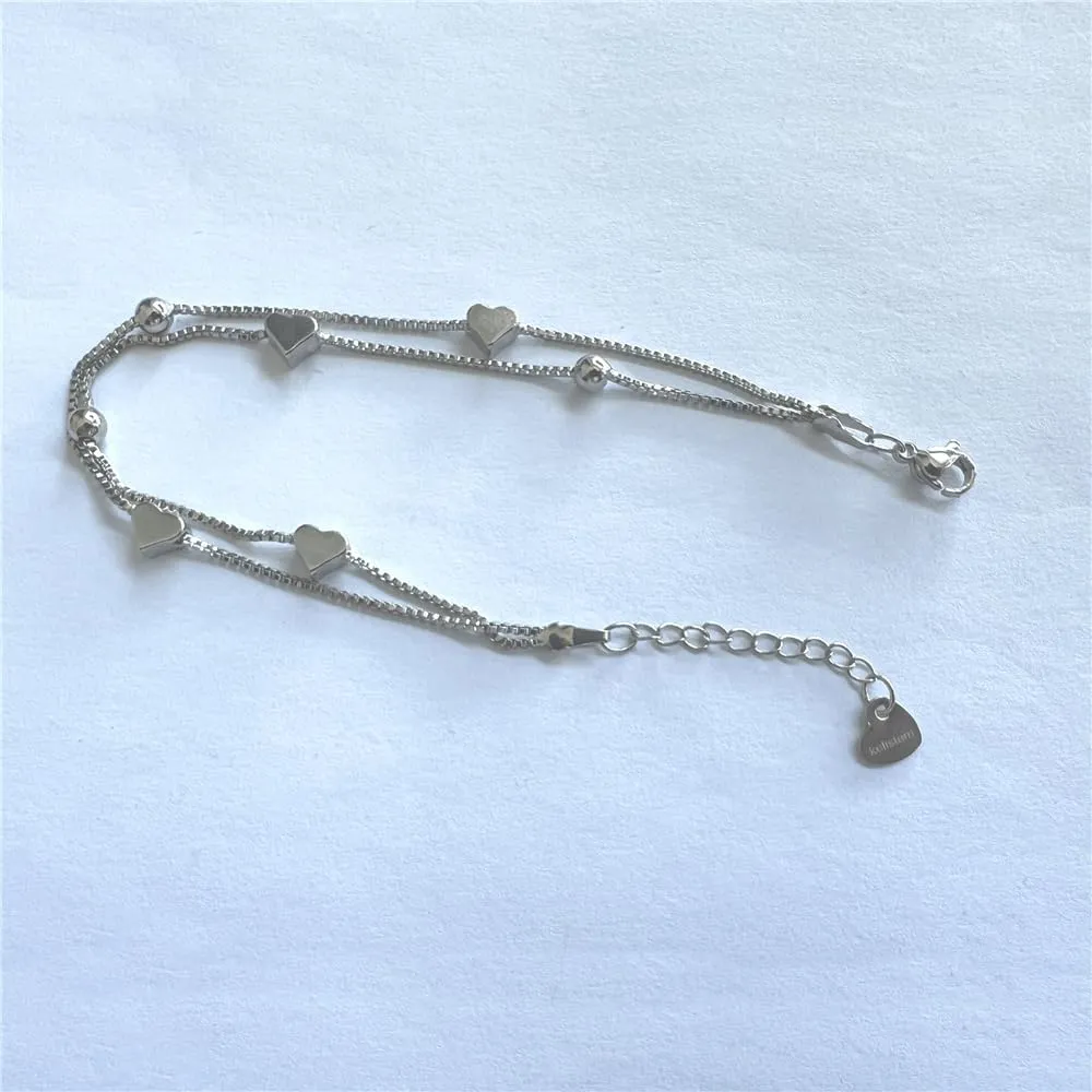 925 Sterling Silver Bracelets for Women Teens, Love Heart Charm Chain Bracelet Bangle Fashion Jewelry Gifts