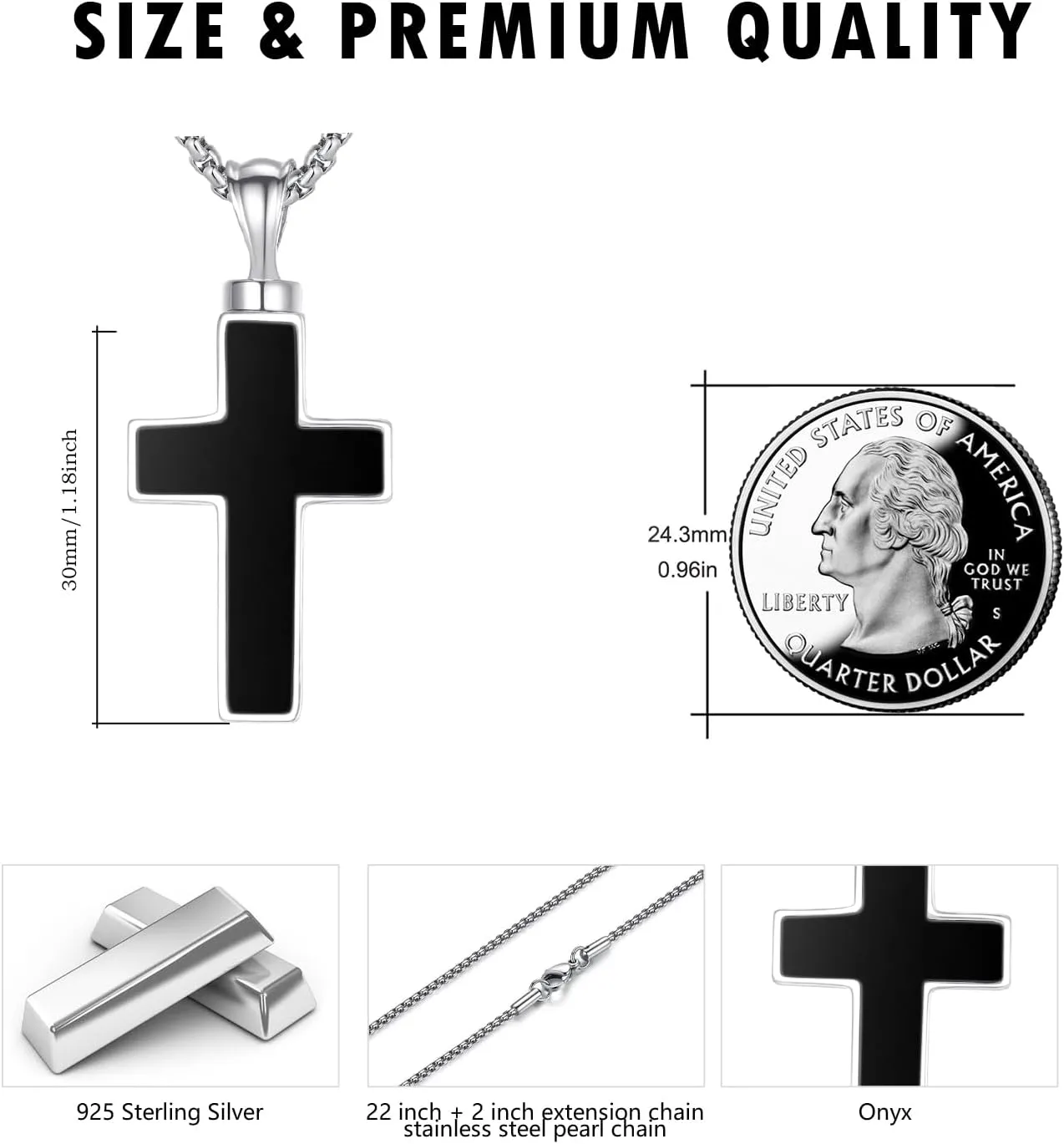 925 Sterling Silver Cremation Jewelry Urn Pendant Necklace for Ashes with Stainless Steel Chain